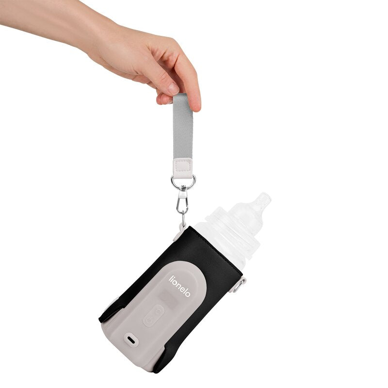Incalzitor biberoane, Lionelo, ThermUp Go Evo, Portabil, Cu 5 niveluri de incalzire, Cu buton Safety Control, Mentinere caldura pana la 9h, Incarcare USB, Negru