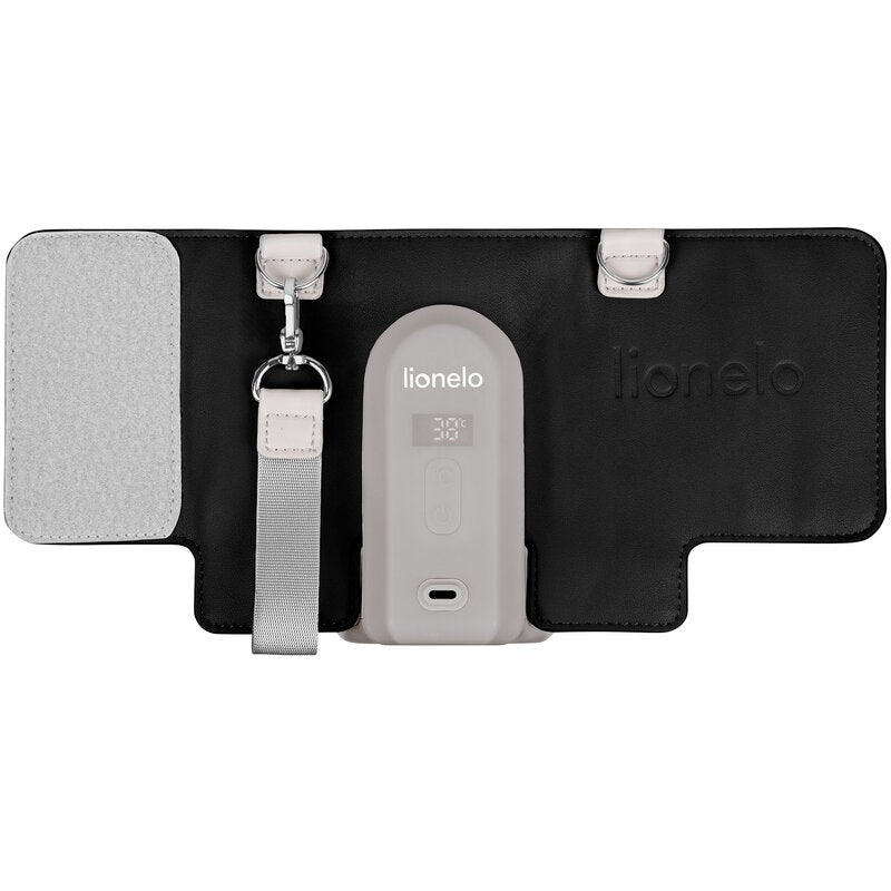 Incalzitor biberoane, Lionelo, ThermUp Go Evo, Portabil, Cu 5 niveluri de incalzire, Cu buton Safety Control, Mentinere caldura pana la 9h, Incarcare USB, Negru
