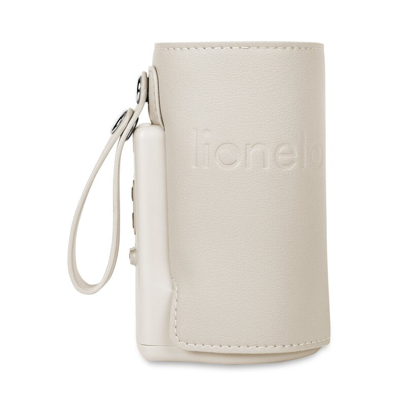 Incalzitor biberoane, Lionelo, ThermUp Go Plus, Portabil, Cu aspect elegant, Temperatura constanta pana la 24 h, Incarcare USB, Bej calm
