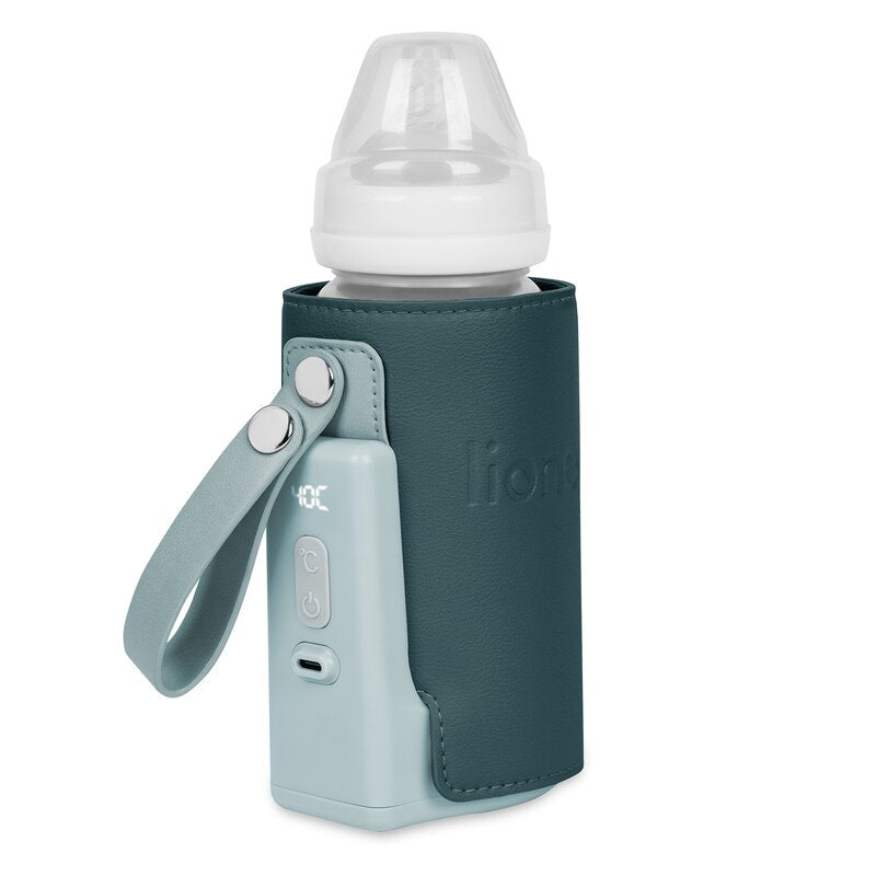 Incalzitor biberoane, Lionelo, ThermUp Go Plus, Portabil, Cu aspect elegant, Temperatura constanta pana la 24 h, Incarcare USB, Verde