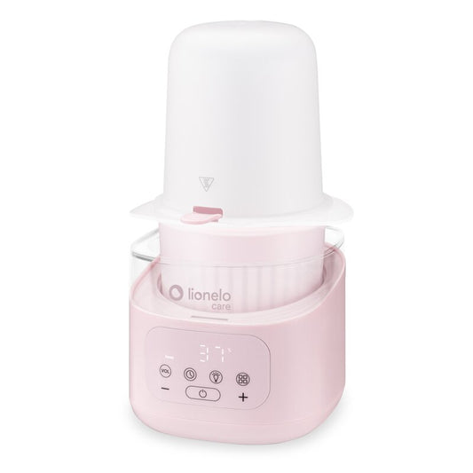 Incalzitor biberoane si sterilizator, Lionelo, ThermUp 4.0, Recipient detasabil, 400 W, 6 moduri de functionare, Functie sterilizare si decongelare, Termostat integrat, Lumina de noapte, Panou tactil, Oprire automata, Placa din otel inoxidabil, Roz