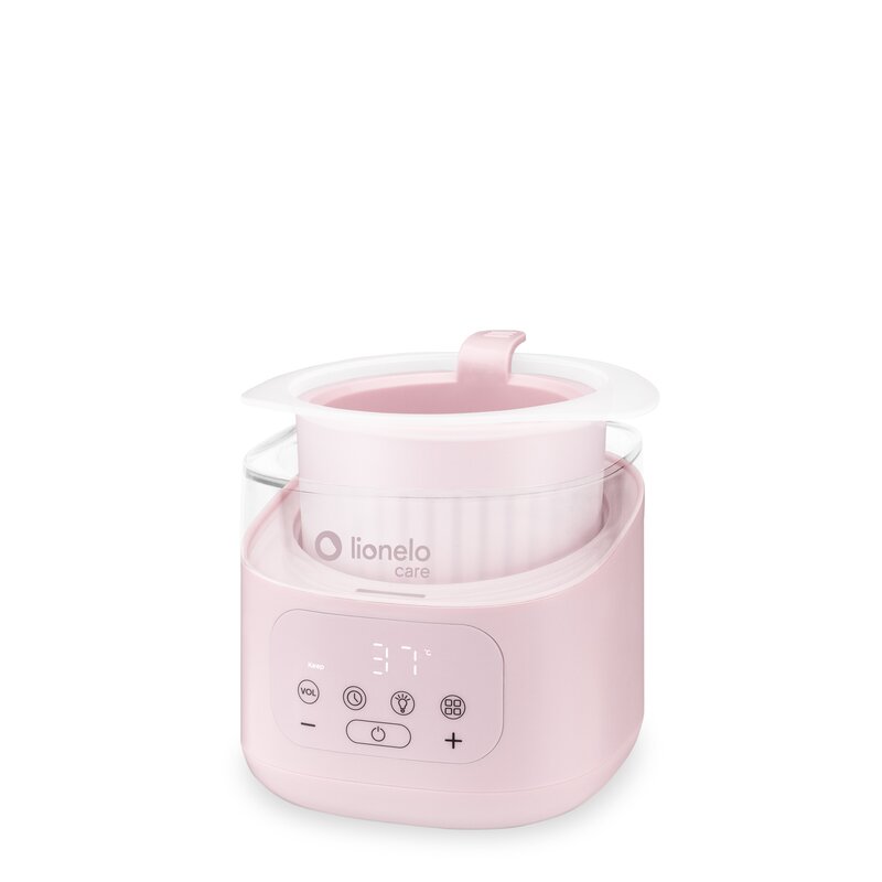 Incalzitor biberoane si sterilizator, Lionelo, ThermUp 4.0, Recipient detasabil, 400 W, 6 moduri de functionare, Functie sterilizare si decongelare, Termostat integrat, Lumina de noapte, Panou tactil, Oprire automata, Placa din otel inoxidabil, Roz