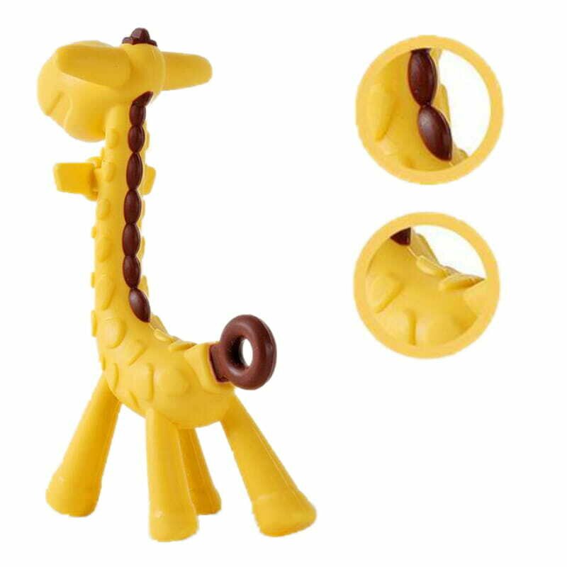 Jucarie de dentitie, Bocioland, Amelioareaza gingiile dureroase, Design ergonomic, Fara BPA, 0 luni+, Giraffe Yellow/Brown