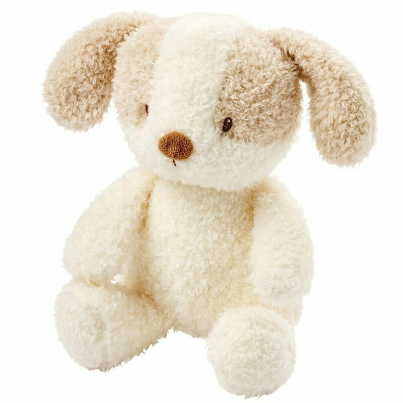 Jucarie plus bebelusi, Nattou, Baby Dog, 24 cm, Material moale si pufos, Prieten de joaca si mangaiere, Stimuleaza simtul tactil si motricitatea fina, 0 luni+, Bej