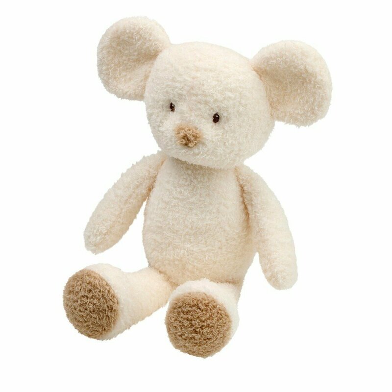 Jucarie plus bebelusi, Nattou, Cuddly Mouse, 24 cm, Material moale si pufos, Stimuleaza simtul tactil si motricitatea fina, Prieten de joaca si mangaiere, 0 luni+, Bej