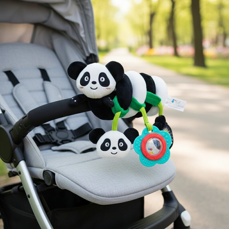 Jucarie spirala pentru patut si carucior, Bocioland, Multifunctionala, Panda