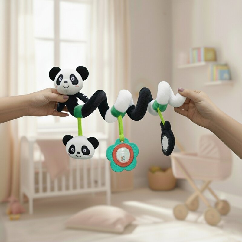 Jucarie spirala pentru patut si carucior, Bocioland, Multifunctionala, Panda