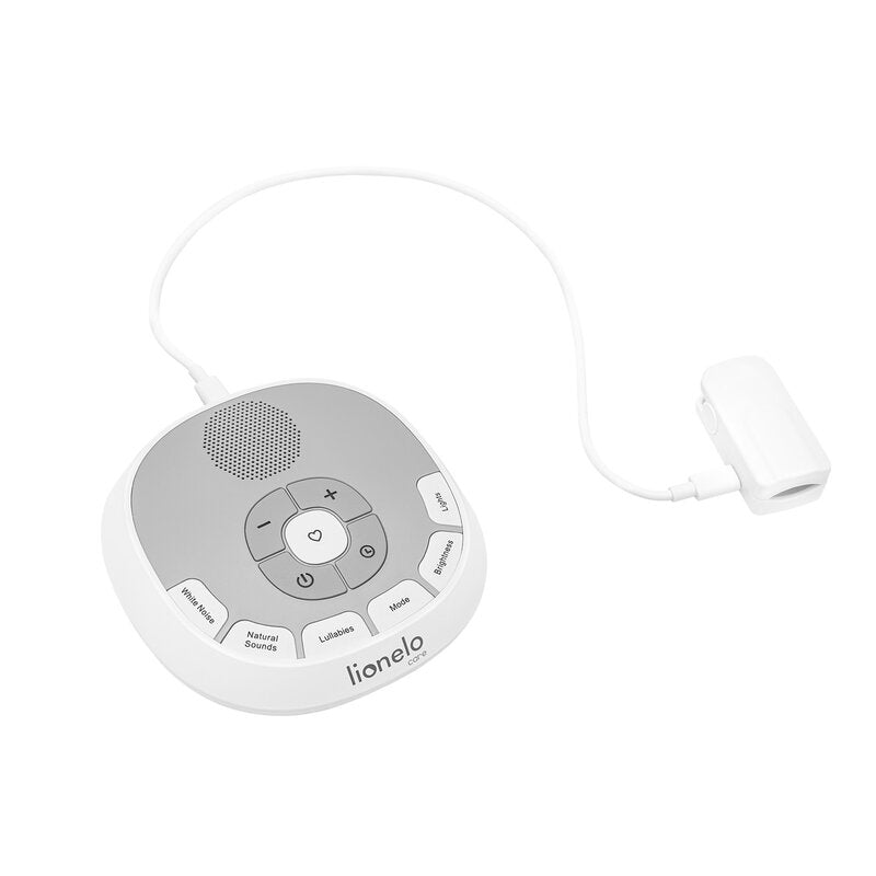 Lampa de veghe, Lionelo, BabyNap, 2 in 1, Wireless, Cu sunete si melodii de leagan, Cu 11 culori si 3 niveluri de luminozitate, Cu functie de redare si inregistrare batai inima, Alb