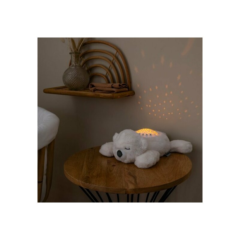 Lampa de veghe, Nattou, Cu proiectii, melodii si sunete albe, Leduri care nu se incalzesc, Volum reglabil, Functie temporizator, Plusul se poate spala, 22x25x9 cm, Iepuras, Bej