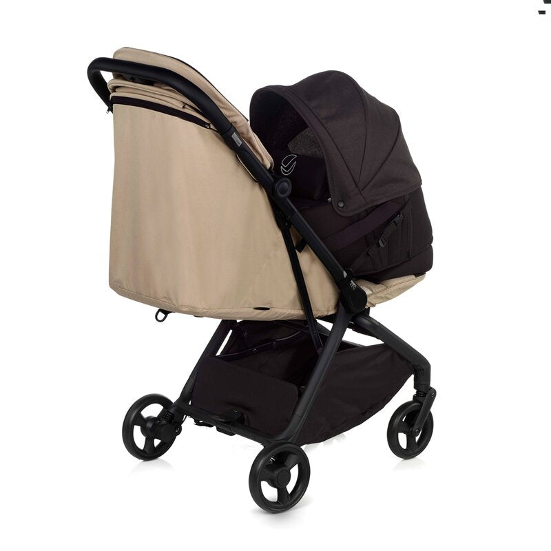Landou portabil, Jane, Montare in carucior, Cu manere, Cu salteluta 95% materiale reciclate cu protectie UPF50, 67x29.5x43 cm, 0-9 Kg, Coal