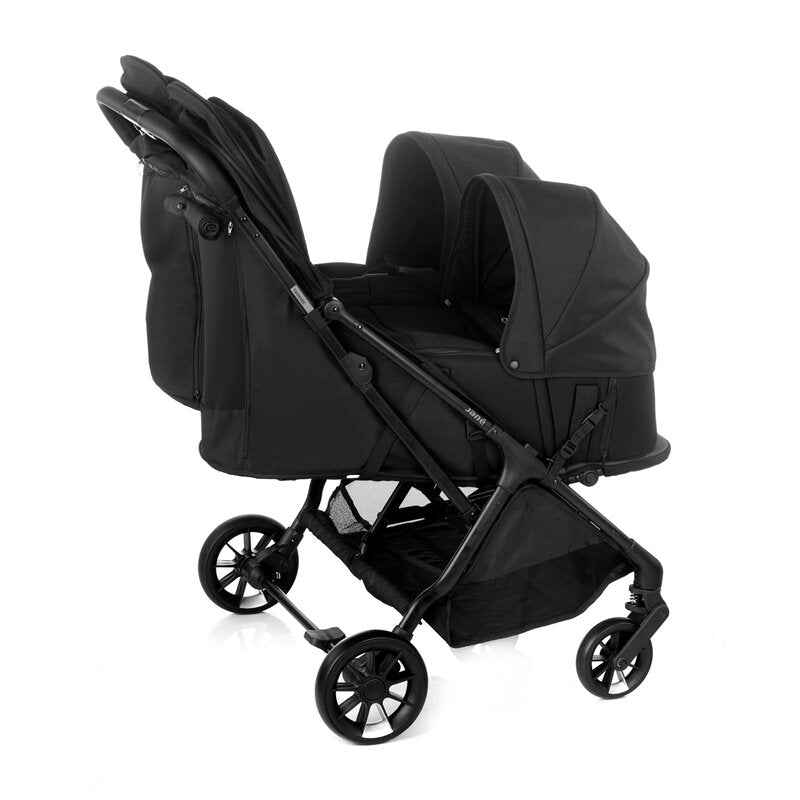 Landou portabil, Jane, Montare in carucior, Cu manere, Cu salteluta 95% materiale reciclate cu protectie UPF50, 67x29.5x43 cm, 0-9 Kg, Coal