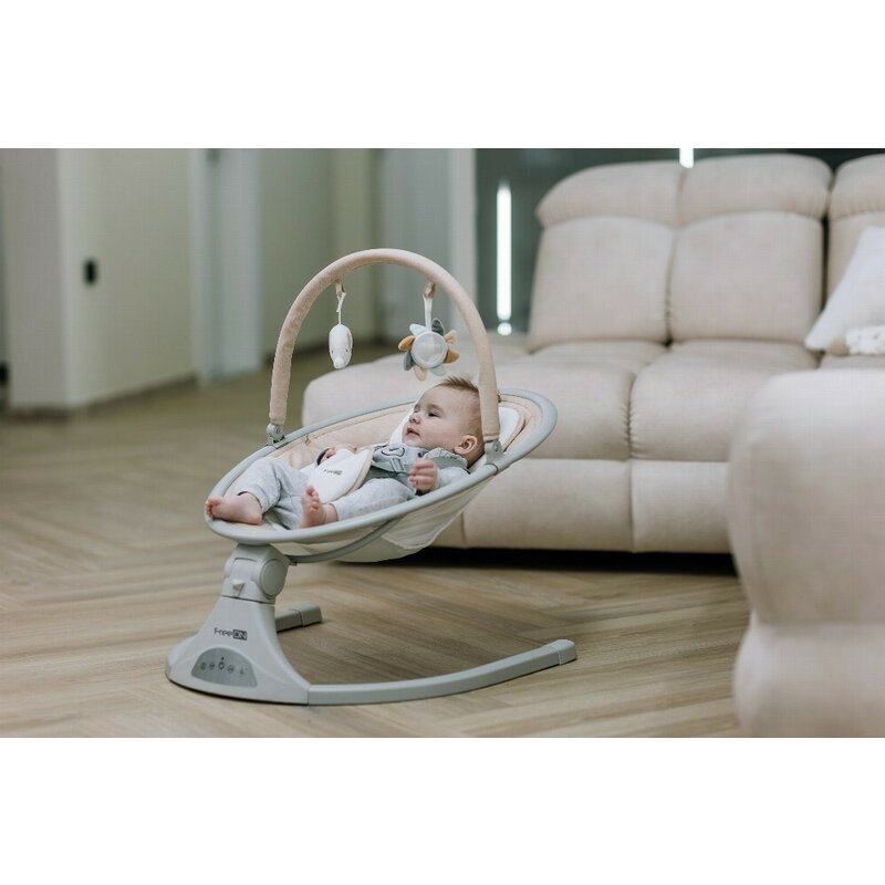 Leagan balansoar, FreeOn, Elite, Cu 12 melodii, 5 viteze de balansare si 3 pozitii de reglare a spatarului, Beige