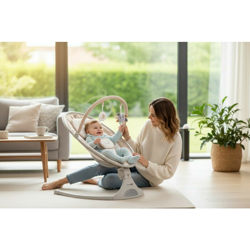 Leagan balansoar, FreeOn, Elite, Cu 12 melodii, 5 viteze de balansare si 3 pozitii de reglare a spatarului, Beige