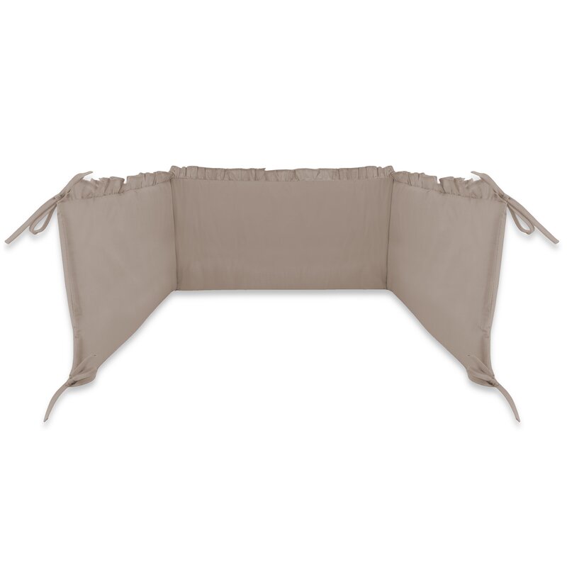 Lenjerie patut cu 3 piese, MimiNu, Pentru patut 120x60 cm, Cu volanase, Cu protectie laterala, Din bumbac certificat Oeko Tex Standard 100, Colectia Royal, Mocha