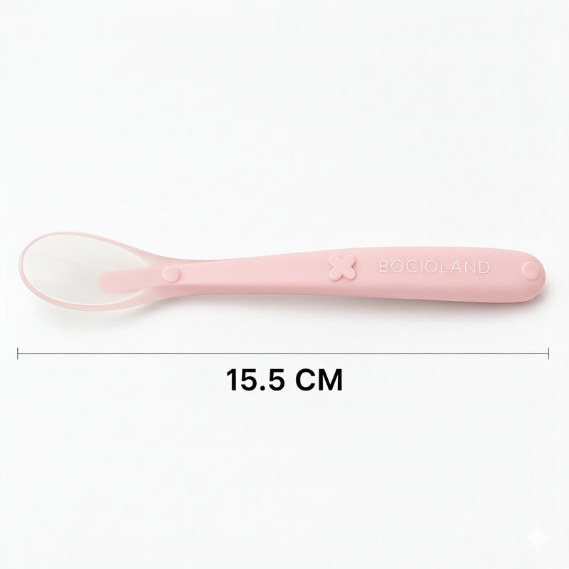 Lingurita, Bocioland, Din silicon, 6 luni+, Pink
