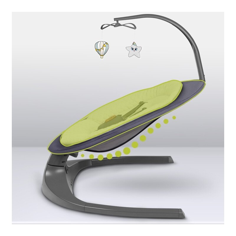 Balansoar si sezlong, Lionelo, Ralf, 2 in 1, Electric, Cu telecomanda si cablu USB, Cu miscare laterala de balansare si 5 niveluri diferite de viteza, Cu 12 melodii, Gri Grafit
