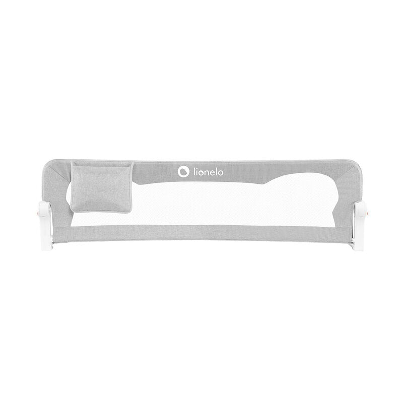 Protectie laterala pat, Lionelo, Eva, Cu buzunar accesorii, 150x35 cm, Conform cu standardul european de securitate BS7072, Gri