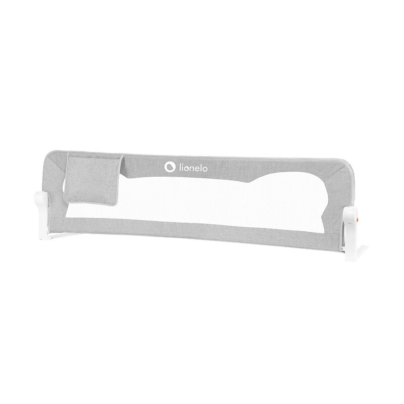 Protectie laterala pat, Lionelo, Eva, Cu buzunar accesorii, 150x35 cm, Conform cu standardul european de securitate BS7072, Gri