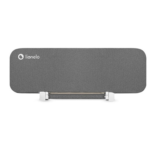 Protectie laterala pat, Lionelo, Lora, Pliabila, Sistem de blocare StandSafe, Geanta de transport inclusa, 105 x 45 cm, Gri