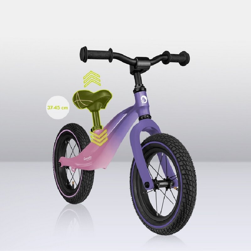 Bicicleta fara pedale, Lionelo, Bart Air, Usoara, Cu roti gonflabile, Cu cadru din magneziu, Cu ghidon si sa reglabile, Greutate 3.8 Kg, 12 inch, Conform cu standardul european de securitate EN71, Pink Violet