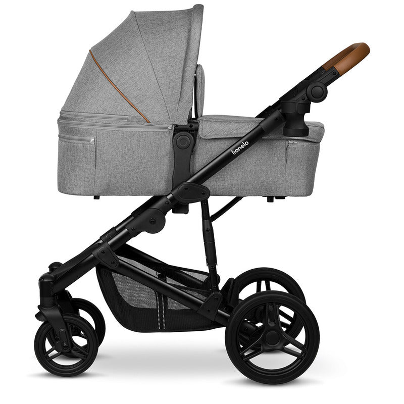 Carucior 2 in 1, Lionelo, Mari Tour, Cu landou individual si salteluta moale, Reversibil, Maner ajustabil, Plasa de tantari, Husa de picioare, Geanta parinti, 22 kg, Conform cu standardele europene de securitate EN1888 si EN1466, Gri