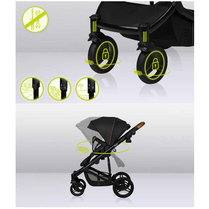 Carucior 2 in 1, Lionelo, Mari Tour, Cu landou individual si salteluta moale, Reversibil, Maner ajustabil, Plasa de tantari, Husa de picioare, Geanta parinti, 22 kg, Conform cu standardele europene de securitate EN1888 si EN1466, Gri