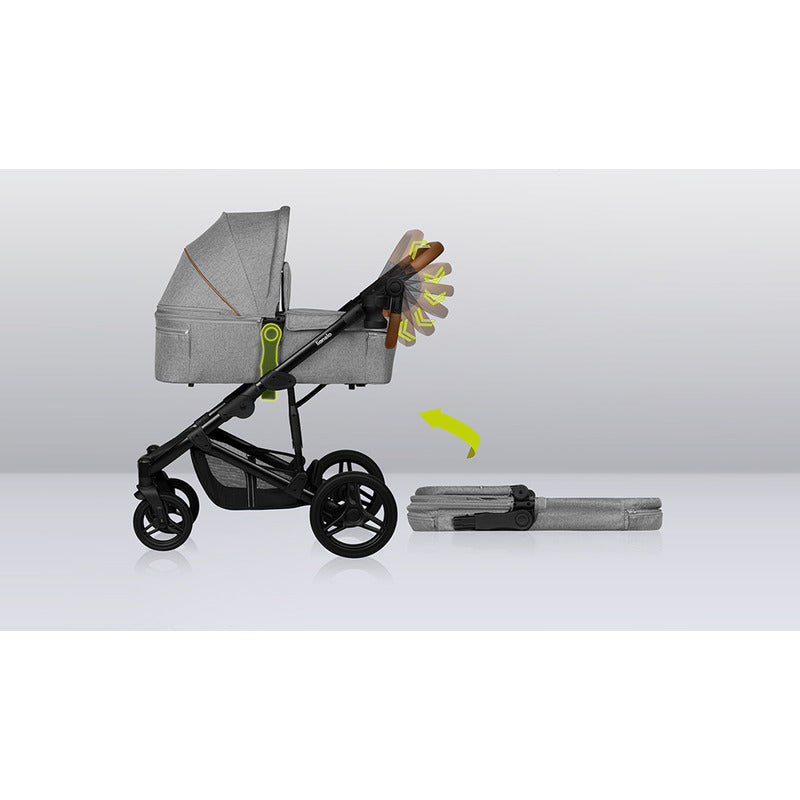 Carucior 2 in 1, Lionelo, Mari Tour, Cu landou individual si salteluta moale, Reversibil, Maner ajustabil, Plasa de tantari, Husa de picioare, Geanta parinti, 22 kg, Conform cu standardele europene de securitate EN1888 si EN1466, Gri