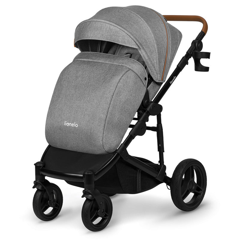 Carucior 2 in 1, Lionelo, Mari Tour, Cu landou individual si salteluta moale, Reversibil, Maner ajustabil, Plasa de tantari, Husa de picioare, Geanta parinti, 22 kg, Conform cu standardele europene de securitate EN1888 si EN1466, Gri