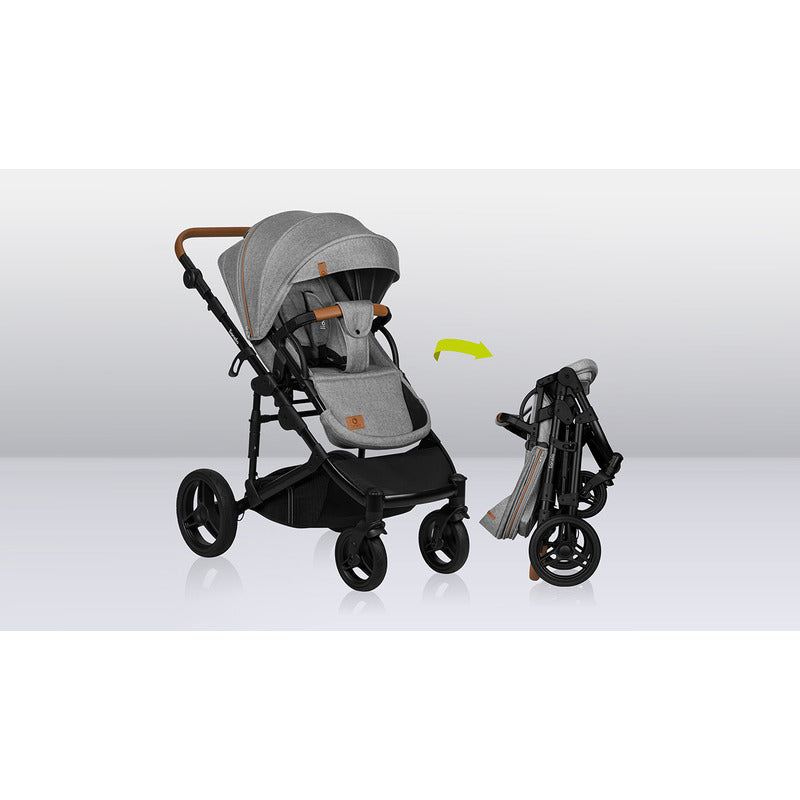 Carucior 2 in 1, Lionelo, Mari Tour, Cu landou individual si salteluta moale, Reversibil, Maner ajustabil, Plasa de tantari, Husa de picioare, Geanta parinti, 22 kg, Conform cu standardele europene de securitate EN1888 si EN1466, Gri