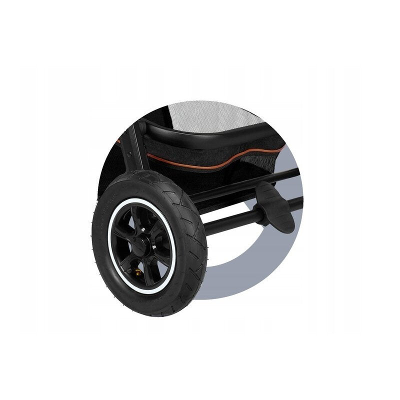 Carucior 3 in 1, Lionelo, Amber, Cadru aluminiu, Cu landou intarit si salteluta moale, Cu scoica auto testata ADAC, Reversibil, Cu accesorii, Geanta parinti, Pana la 22 kg, EN1888-1 EN1888-2 EN1466 ECE R129, Negru onyx