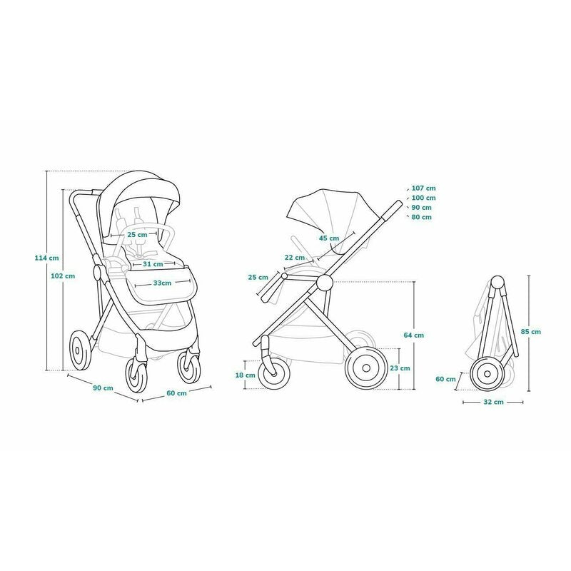 Carucior 3 in 1, Lionelo, Amber, Cadru aluminiu, Cu landou intarit si salteluta moale, Cu scoica auto testata ADAC, Reversibil, Cu accesorii, Geanta parinti, Pana la 22 kg, EN1888-1 EN1888-2 EN1466 ECE R129, Negru onyx