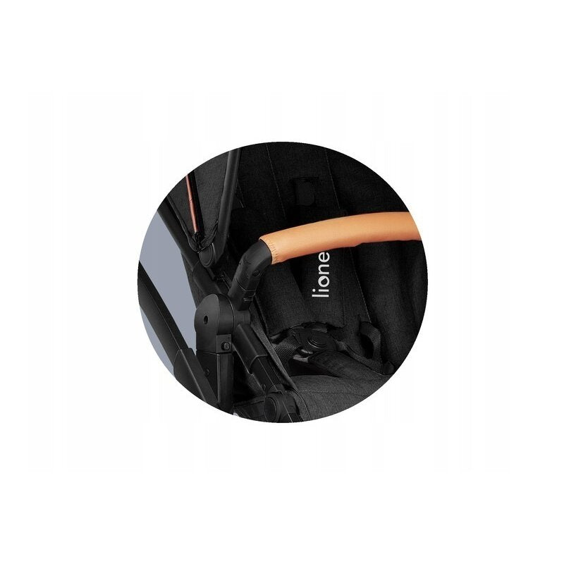 Carucior 3 in 1, Lionelo, Amber, Cadru aluminiu, Cu landou intarit si salteluta moale, Cu scoica auto testata ADAC, Reversibil, Cu accesorii, Geanta parinti, Pana la 22 kg, EN1888-1 EN1888-2 EN1466 ECE R129, Negru onyx