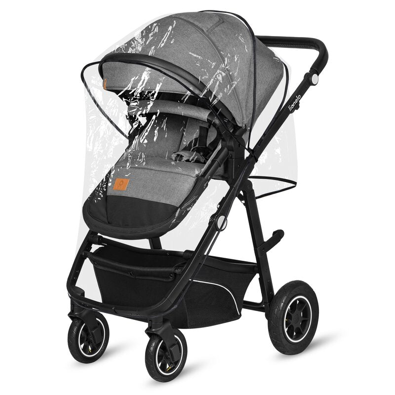 Carucior 3 in 1, Lionelo, Bianka, Transformabil, Cadru aluminiu, Cu landou si salteluta moale, Cu scoica auto, Cu multiple accesorii, Sustine 22 kg, 0 luni+, EN1466:2014+AC:2015, EN1888, Gri