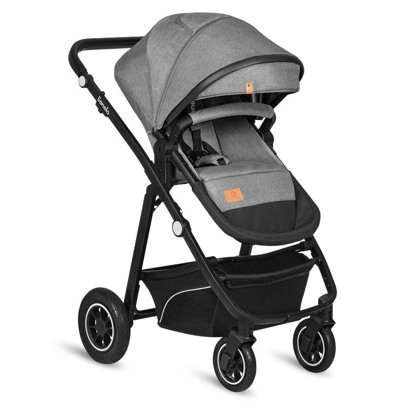 Carucior 3 in 1, Lionelo, Bianka, Transformabil, Cadru aluminiu, Cu landou si salteluta moale, Cu scoica auto, Cu multiple accesorii, Sustine 22 kg, 0 luni+, EN1466:2014+AC:2015, EN1888, Gri