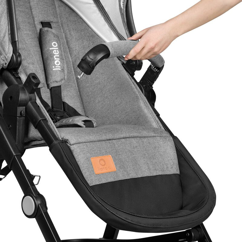 Carucior 3 in 1, Lionelo, Bianka, Transformabil, Cadru aluminiu, Cu landou si salteluta moale, Cu scoica auto, Cu multiple accesorii, Sustine 22 kg, 0 luni+, EN1466:2014+AC:2015, EN1888, Gri