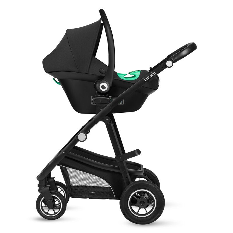 Carucior 3 in 1, Lionelo, Bianka, Transformabil, Cadru aluminiu, Cu landou si salteluta moale, Cu scoica auto, Cu multiple accesorii, Sustine 22 kg, 0 luni+, EN1466:2014+AC:2015, EN1888, Gri