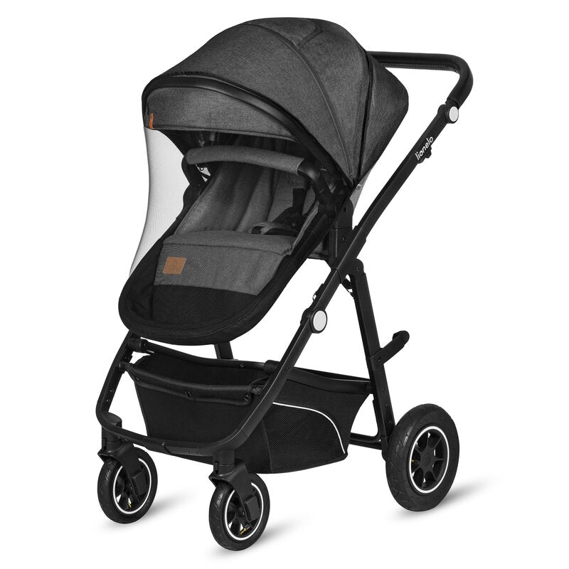 Carucior 3 in 1, Lionelo, Bianka, Transformabil, Cadru aluminiu, Cu landou si salteluta moale, Cu scoica auto, Cu multiple accesorii, Sustine 22 kg, 0 luni+, EN1466:2014+AC:2015, EN1888, Gri