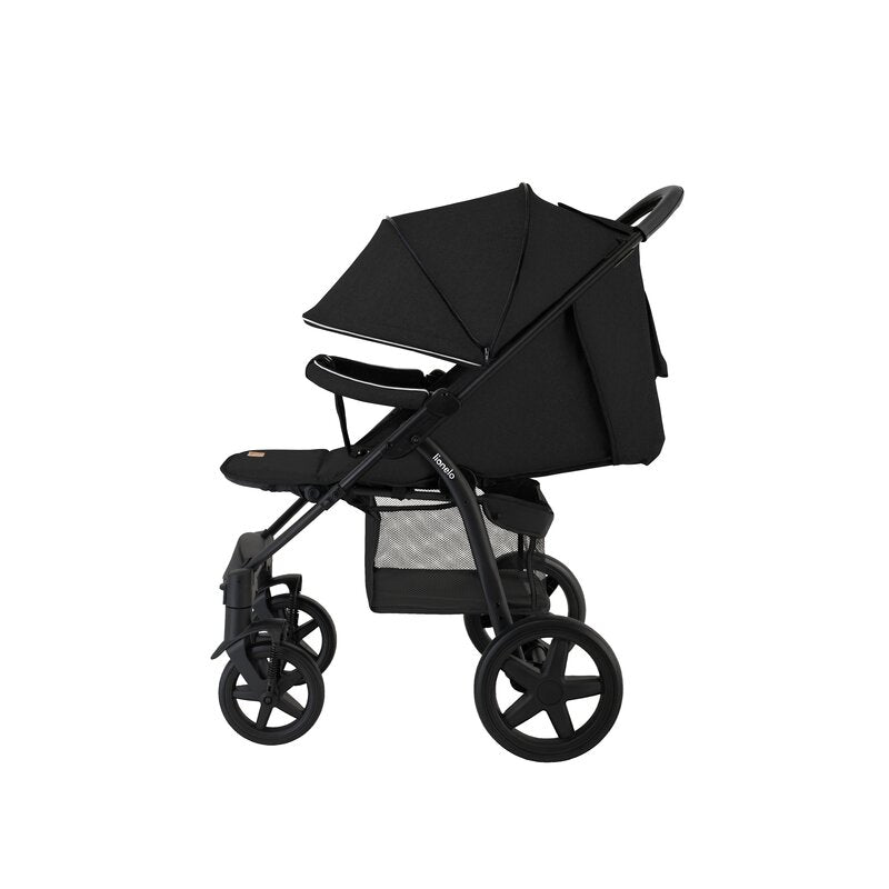 Carucior sport, Lionelo, Annet Plus, De la nastere, Cu accesorii si capotina XXL reglabila, 0 - 22 Kg, Conform cu standardele europene de securitate EN1888-1 si EN1888-2, Negru