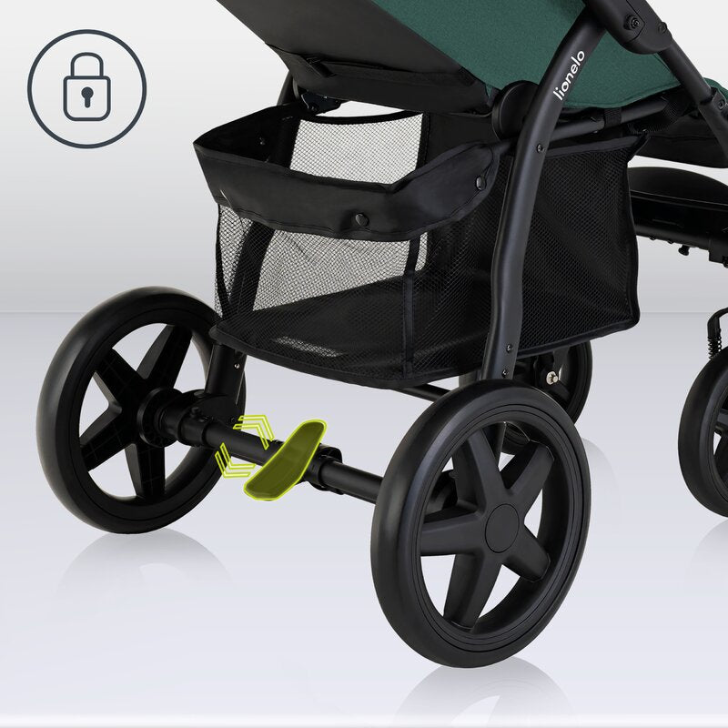 Carucior sport, Lionelo, Annet Plus, De la nastere, Cu accesorii si capotina XXL reglabila, 0 - 22 Kg, Conform cu standardele europene de securitate EN1888-1 si EN1888-2, Verde