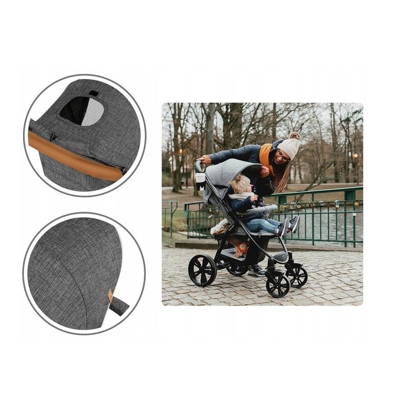 Carucior sport, Lionelo, Annet Plus, De la nastere, Cu accesorii si capotina XXL reglabila, 0 - 22 Kg, Conform cu standardele europene de securitate EN1888-1 si EN1888-2, Gri Caramel