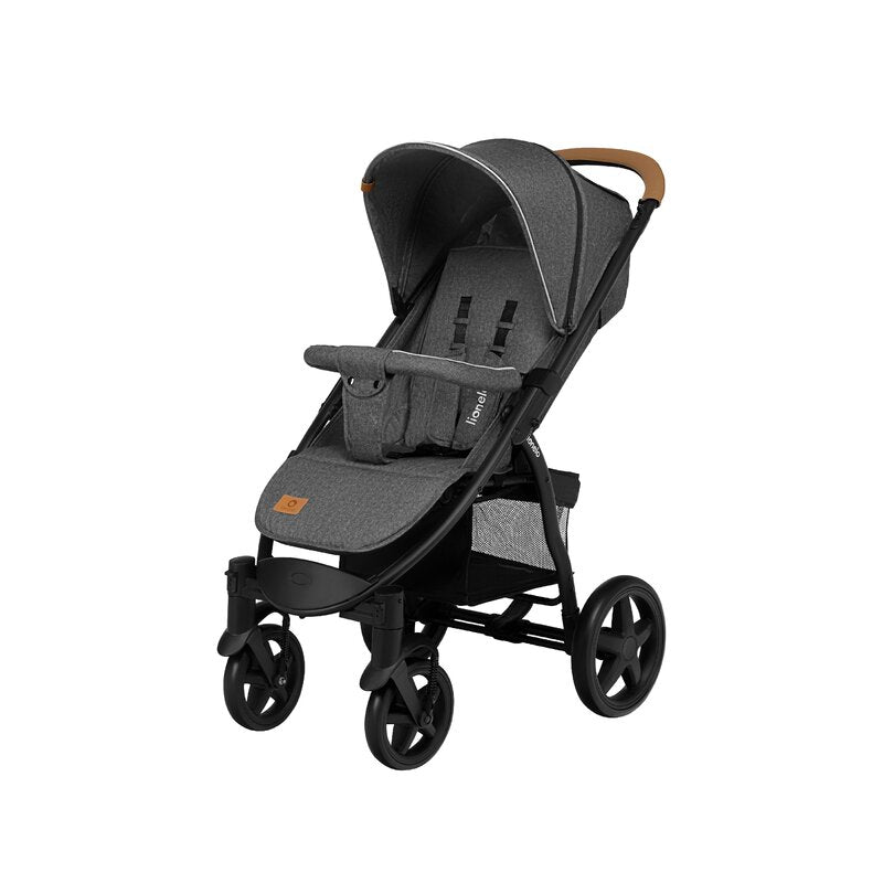 Carucior sport, Lionelo, Annet Plus, De la nastere, Cu accesorii si capotina XXL reglabila, 0 - 22 Kg, Conform cu standardele europene de securitate EN1888-1 si EN1888-2, Gri Caramel