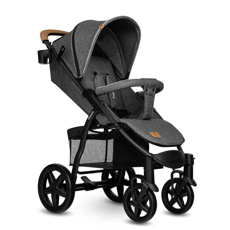Carucior sport, Lionelo, Annet Plus, De la nastere, Cu accesorii si capotina XXL reglabila, 0 - 22 Kg, Conform cu standardele europene de securitate EN1888-1 si EN1888-2, Gri Caramel