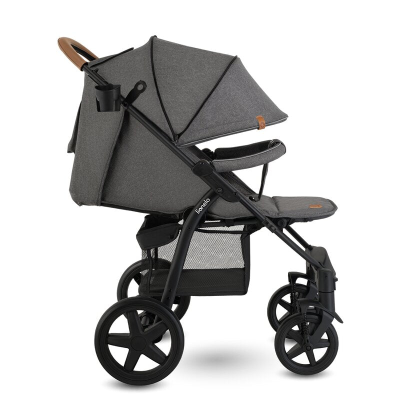 Carucior sport, Lionelo, Annet Plus, De la nastere, Cu accesorii si capotina XXL reglabila, 0 - 22 Kg, Conform cu standardele europene de securitate EN1888-1 si EN1888-2, Gri Caramel