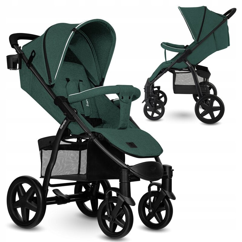 Carucior sport, Lionelo, Annet Tour, De la nastere, Cu capotina impermeabila, Cu filtru UPF 50+, Cu maner reglabil, Plasa de tantari, Suport biberon, Saculet pentru picioare, Pana la 22 kg, Cu certificare TUV, Verde