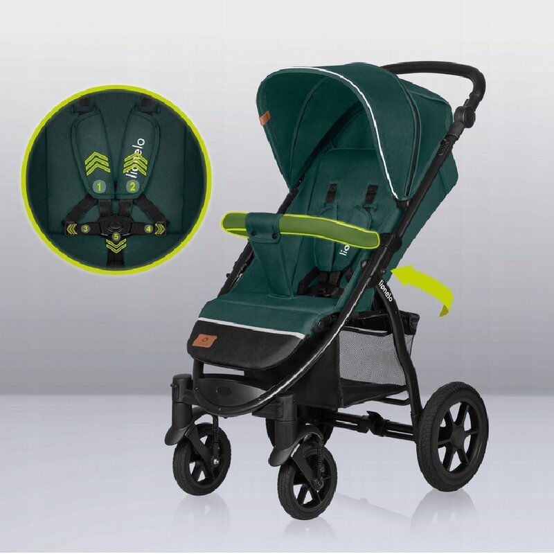 Carucior sport, Lionelo, Annet Tour, De la nastere, Cu capotina impermeabila, Cu filtru UPF 50+, Cu maner reglabil, Plasa de tantari, Suport biberon, Saculet pentru picioare, Pana la 22 kg, Cu certificare TUV, Verde
