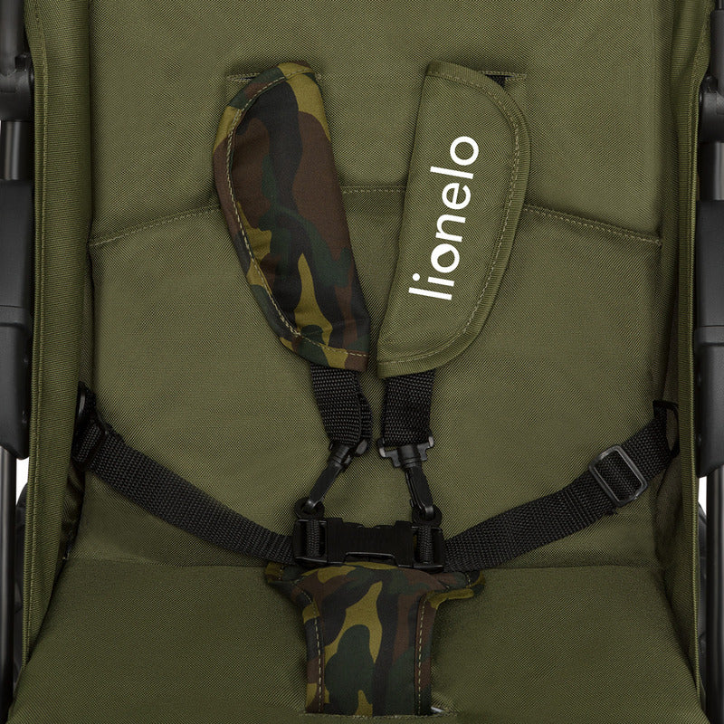Carucior sport, Lionelo, Emma Plus, Cu tavita, 2 Suporturi pentru pahar, Geanta accesorii, Conform cu standardul european de securitate EN1888-1, Forest Green