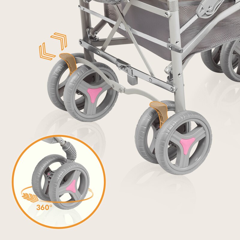Carucior sport compact, Lionelo, Irma, Spatar ajustabil in 4 pozitii, Suport picioare reglabil, Manere rotative, Pliere tip umbrela, 6- 36 luni, Pana la 15 kg, Conform cu EN1888-1:2018, Roz