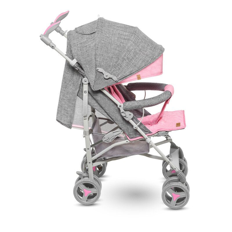 Carucior sport compact, Lionelo, Irma, Spatar ajustabil in 4 pozitii, Suport picioare reglabil, Manere rotative, Pliere tip umbrela, 6- 36 luni, Pana la 15 kg, Conform cu EN1888-1:2018, Roz