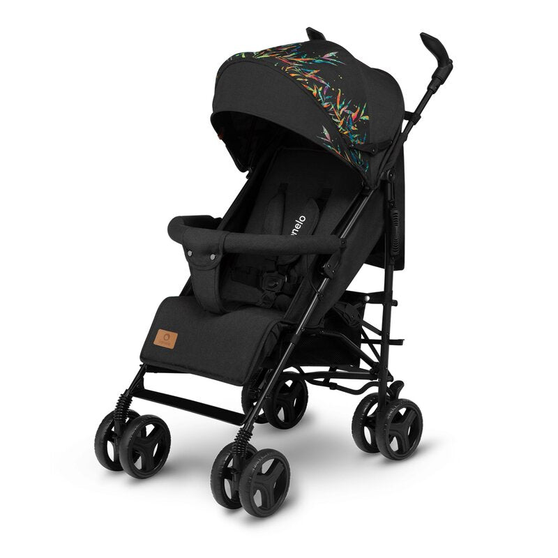 Carucior sport compact, Lionelo, Irma, Spatar ajustabil in 4 pozitii, Suport picioare reglabil, Manere rotative, Pliere tip umbrela, 6- 36 luni, Pana la 15 kg, Conform cu EN1888-1:2018, Negru