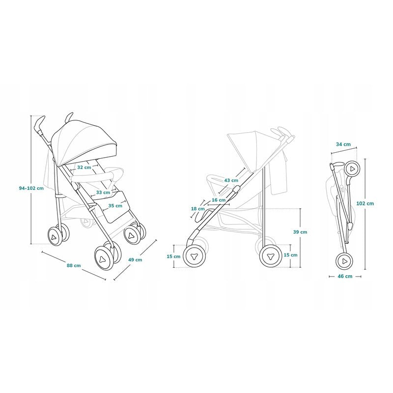 Carucior sport compact, Lionelo, Irma, Spatar ajustabil in 4 pozitii, Suport picioare reglabil, Manere rotative, Pliere tip umbrela, 6- 36 luni, Pana la 15 kg, Conform cu EN1888-1:2018, Negru